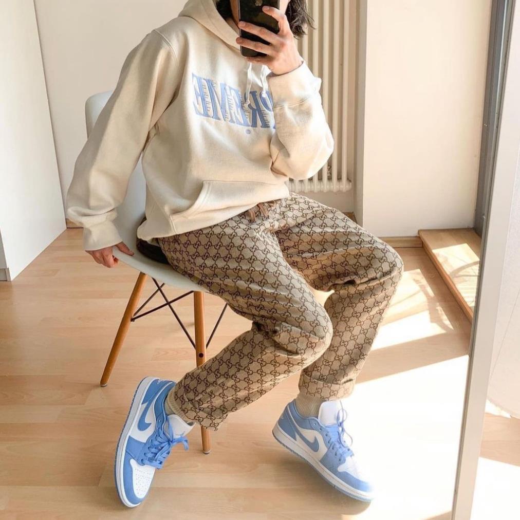 Giày Thể Thao Nam Nữ Giầy Sneaker Nike Jordan 1 UNC JD1 Cổ Thấp Xanh Dương Da Cao Cấp Full Box Bill PO