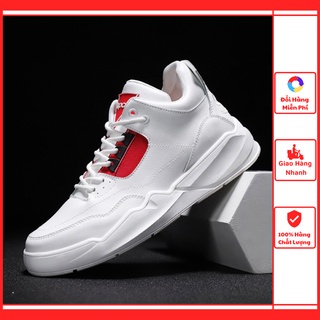 Giày Độn Đế 🔴FREESHIP🔴 Giày Sneaker Tăng Chiều Cao Hàng Shop ĐỘC QUYỀN - Da Thật - Bảo Hành Dài 1 Năm- Giày Nam Trắng Đỏ
