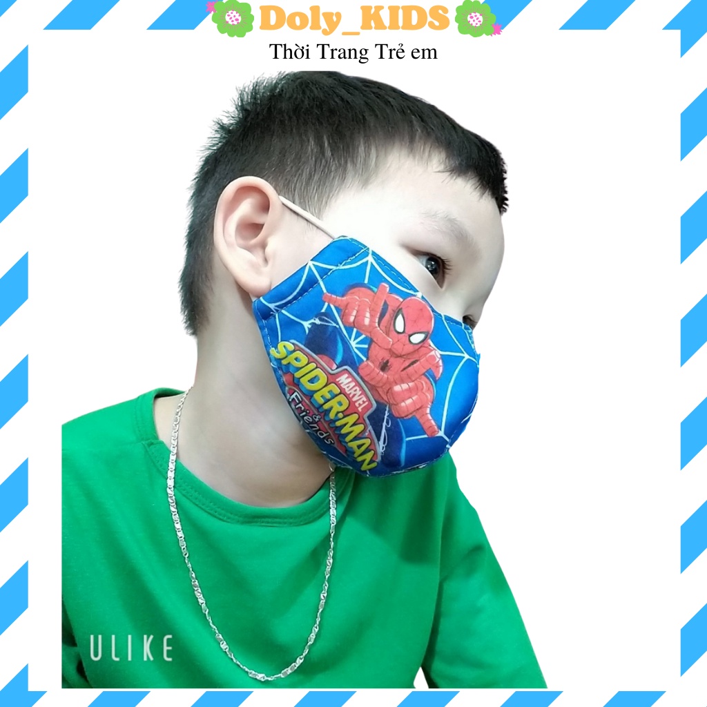 Khẩu trang cho bé Doly kids, khẩu trang vải bé trai bé gái hình siêu nhân cho bé KTV01, Đồ bé trai bé gái 1-6T