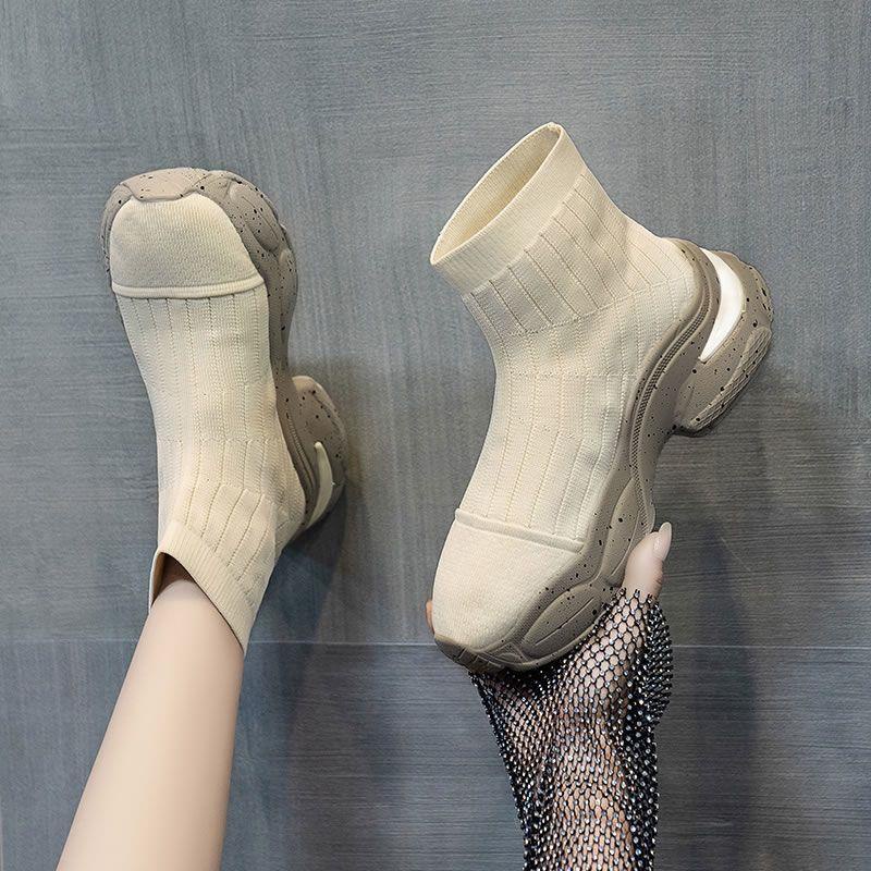 Giày Bốt Mũi Tròn Chống Trượt Thoải Mái Thời Trang Mùa Thu 2022 Cho Nữ