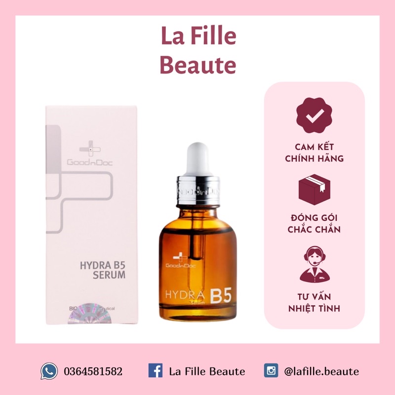 Tinh chất GoodnDoc Hydra B5 Serum 30ml dưỡng ẩm, phục hồi, giảm thâm, sáng da và chống lão hoá