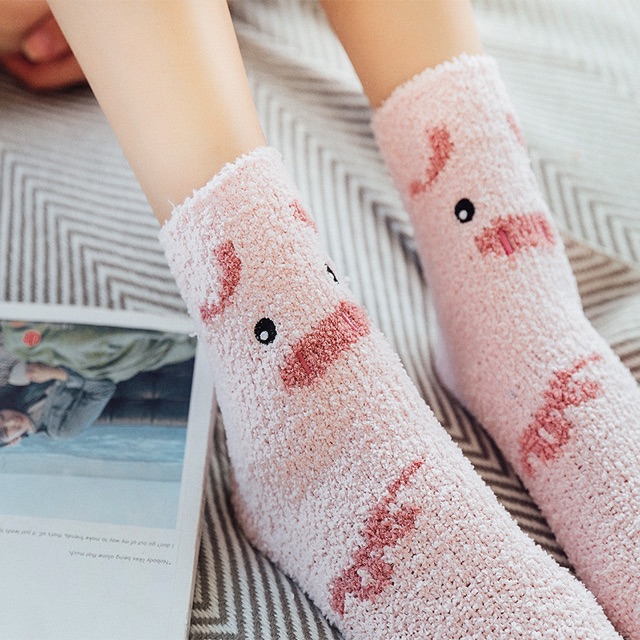 TLB09 Tất len bông tất lông cừu hình thú heo cáo chim cánh cụt panda gấu trúc xinh xinh