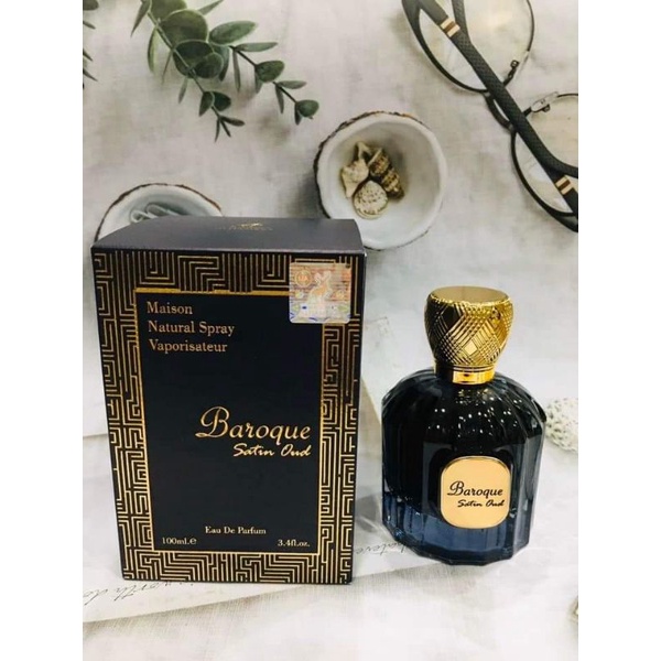 Nước hoa Dubai Maison Baroque Satin Oud hương gỗ trầm, hoa hồng siêu quyến rũ