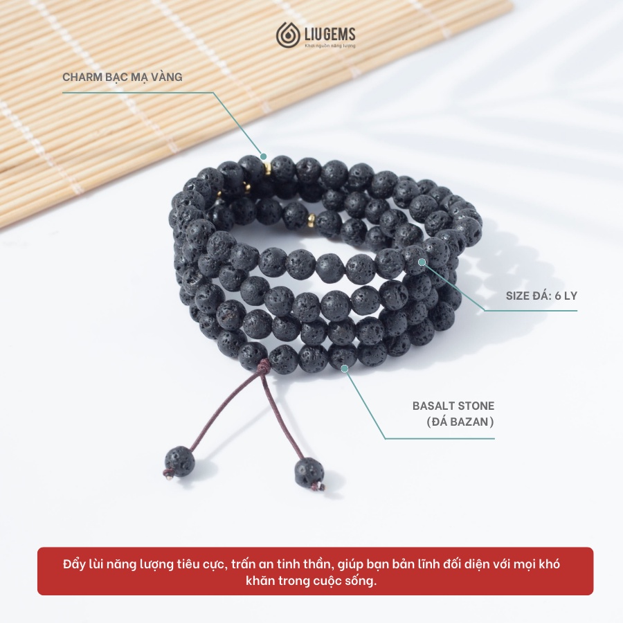 Vòng Tay Chuỗi Hạt 108 Đá Phong Thuỷ Tự Nhiên Liugems Size 6mm, 8mm Thiên Nhiên Cầu Nguyện Phật Giáo VB14