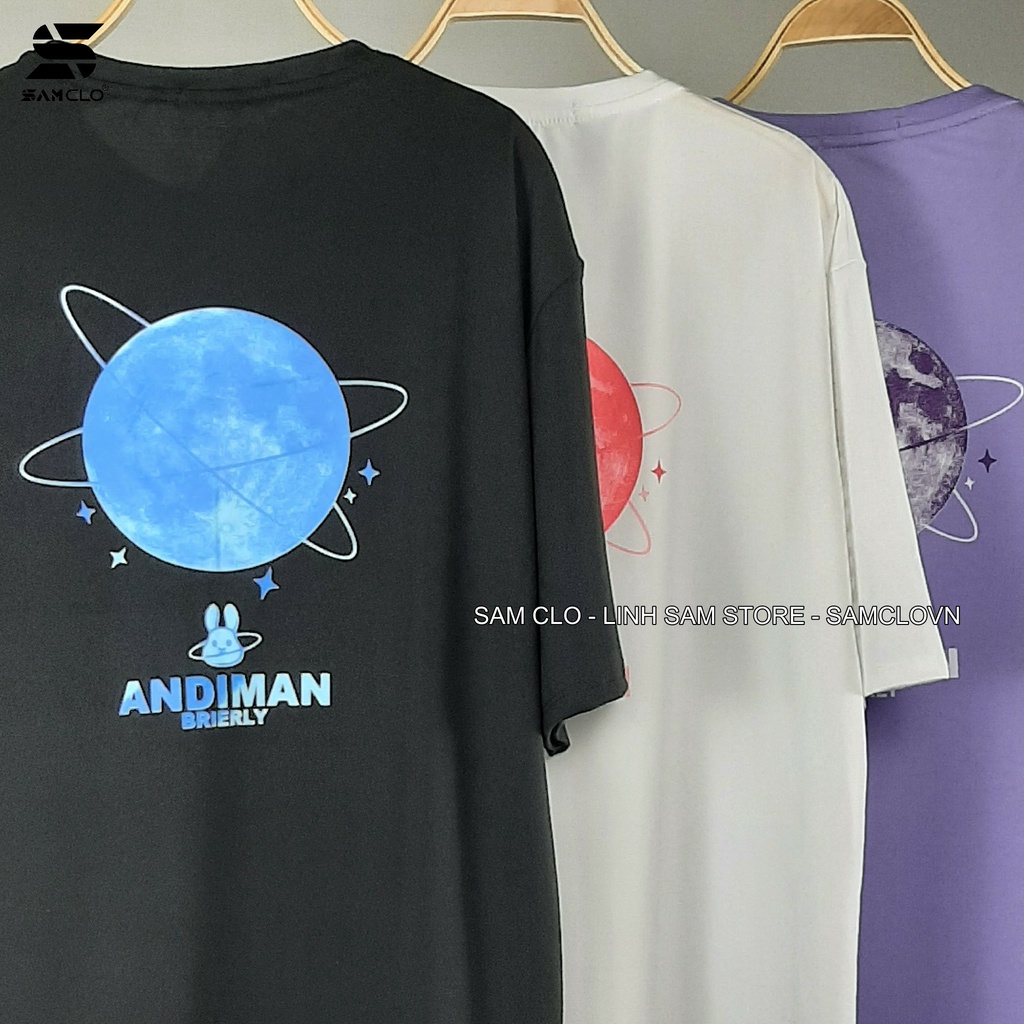 Áo thun tay lỡ nam nữ SAM CLOphông form rộng dáng Unisex - mặc cặp, nhóm, lớp in hình MẶT TRĂNG - THỎ ADINMAN