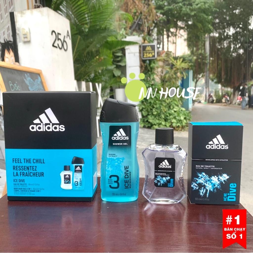 Set quà tặng nam Adidas 2 món gồm sữa tắm 3in1 cấp ẩm, làm sạch da và nước hoa nam tính, lôi cuốn EDT - gift set for men