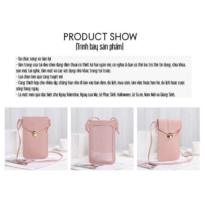 Túi ví nữ da cầm tay đeo chéo đựng điện thoại vuốt cảm ứng sang trọng cao cấp hót nhất 2022- DEVELOPE