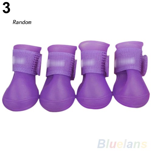 Set 4 Giày Bốt Cao Su Đi Mưa Cho Thú Cưng