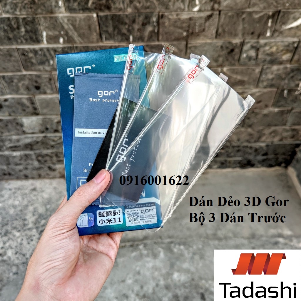 Bộ 3 Miếng Dán Dẻo Gor Cho Xiaomi Mi 10/10S/10 Pro/ Mi 11/ 11Pro/ 11Ultra Full Màn Dán Dẻo 3D Trong Suốt Vuốt Mượt - Gor
