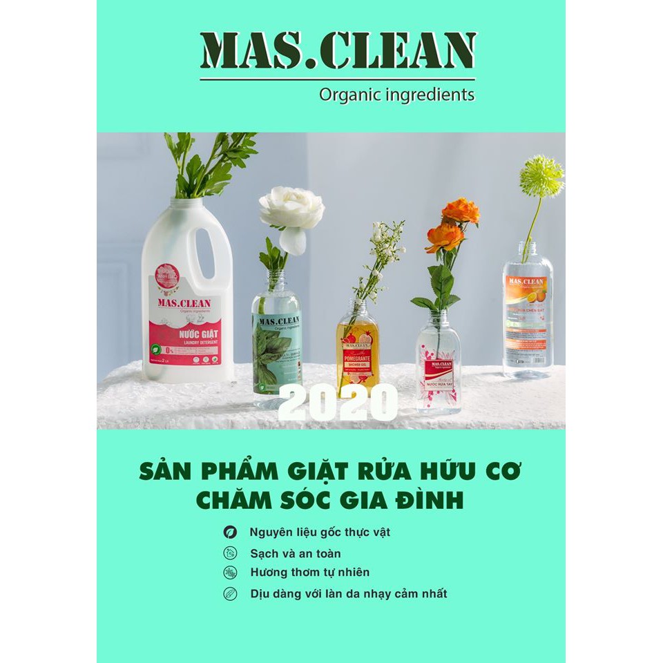 Nước rửa tay hữu cơ dưỡng da Mas.Clean - chai 300ml