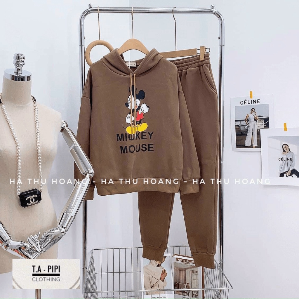 (FREE SHIP) SÉT BỘ NỈ CHÚ CHUỘT MOUSE HOẠT HÌNH CUTE SIÊU HOT MẶC ĐI CHƠI CHỐNG NẮNG HIỆU QUẢ PU VALENTINNA