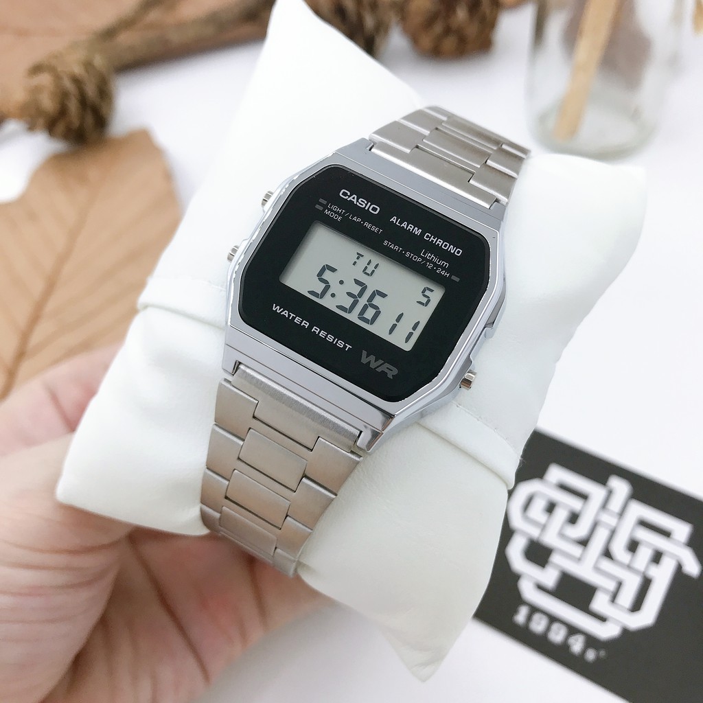Đồng hồ nam/nữ Casio A158WEA-1 bản Châu Âu, dây thép không gỉ, chống nước 50m, size 33.2mm, hàng chính hãng