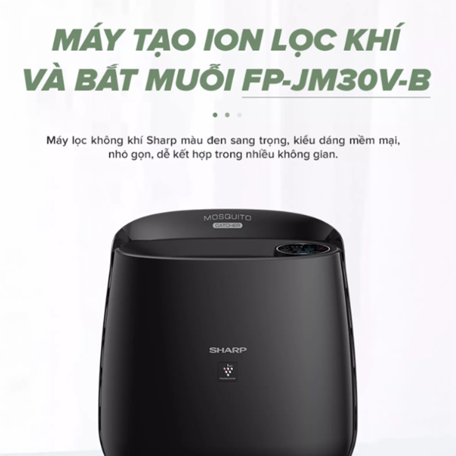 Máy lọc không khí Sharp FP-JM30V-B  tạo ion bắt muỗi khử mùi lọc bụi diệt khuẩn công nghệ Plasmacluster ion chính hãng