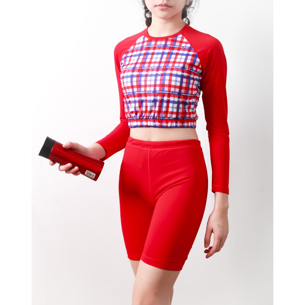 Bộ bơi cho bé 6 -8 10- 12 tuổi với set áo croptop và quần biker thời trang mà rất dễ thương