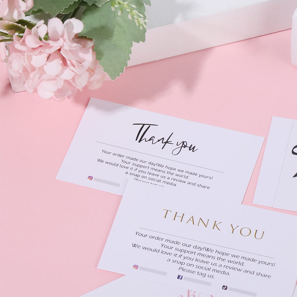 Set 30 Tấm Thiệp Mời Màu Hồng In Chữ Thank You For Your Order