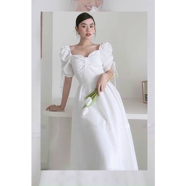 Đầm Đỏ Dự Tiệc Cổ Vuông Ty Fashion Tay Nhún Dây Rút SML | BigBuy360 - bigbuy360.vn