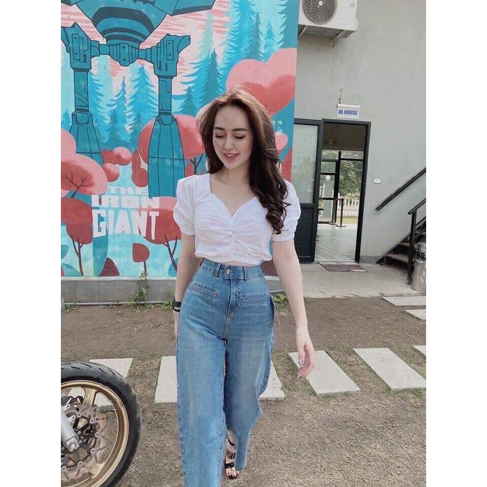 Áo kiểu croptop cộc tay