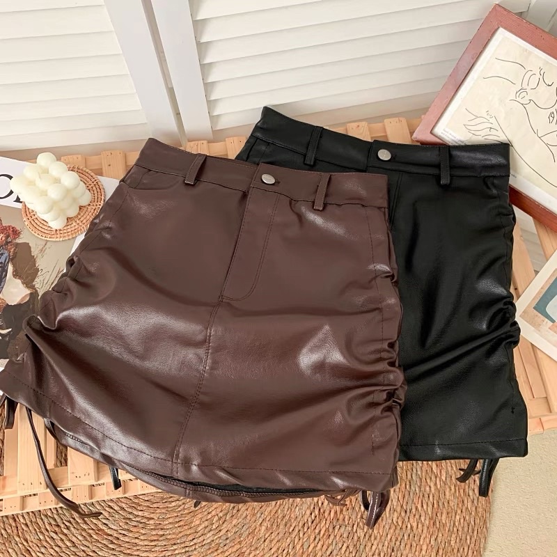 Chân váy da Bigsize dây rút 2 bên có quần trong chống lộ MS295 | BigBuy360 - bigbuy360.vn