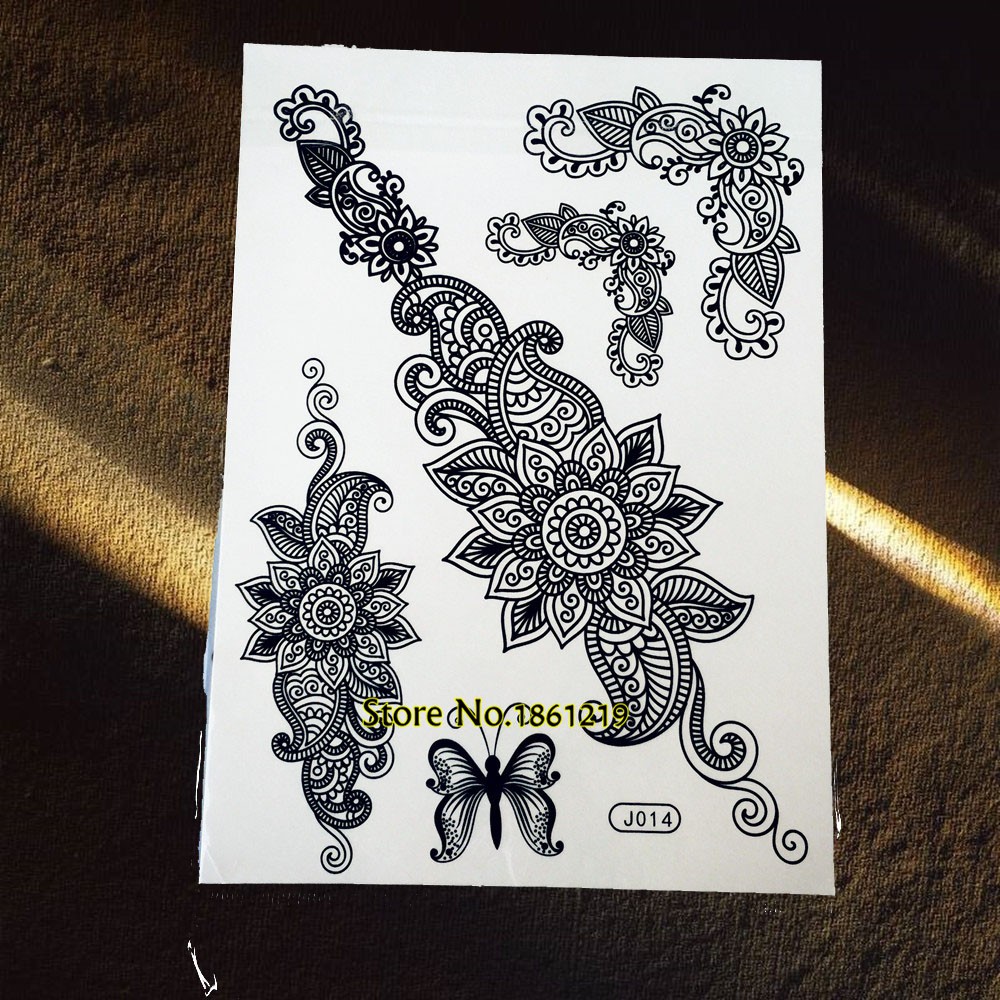 Butterfly Tattoo Temporary-Tattoo-Stickers Henna Fake Chains Body-Art Black New 1PC GBJ024