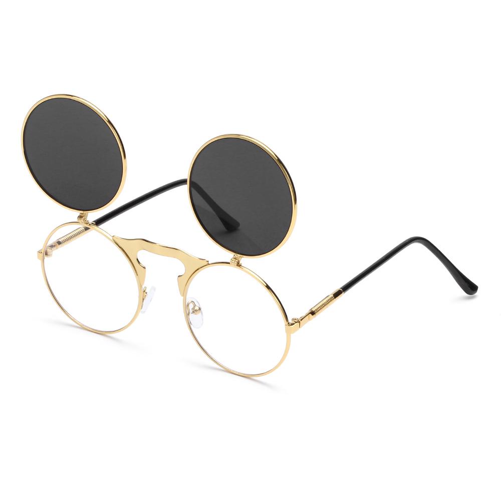 Kính Mát Gọng Lật Chống Tia UV Phong Cách Steampunk