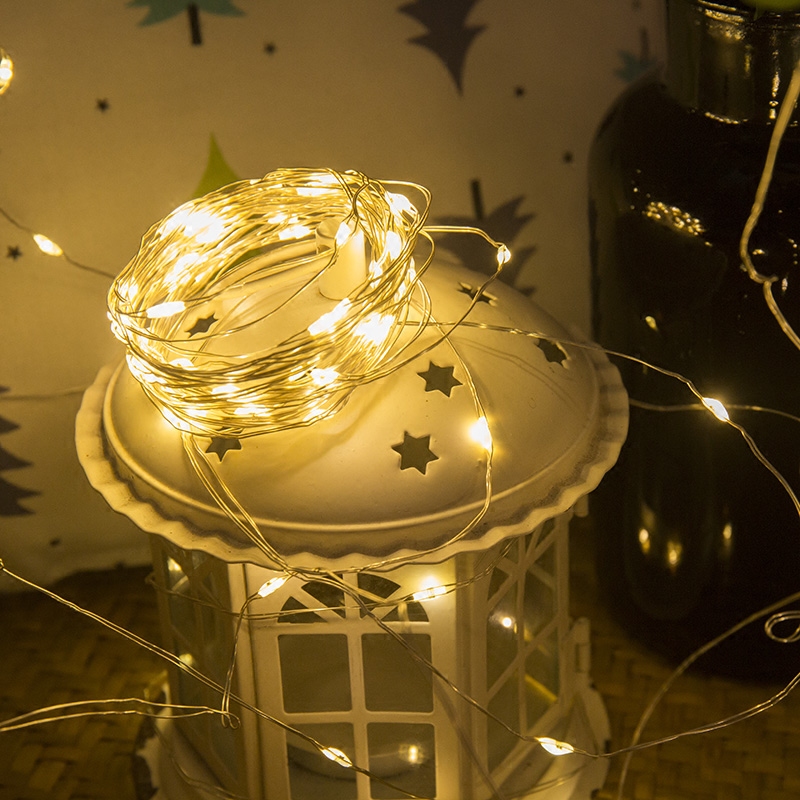 Đèn dây LED USB 5M làm vòng hoa tạo kiểu đèn đom đóm trang trí giáng sinh tiệc cưới tiện dụng
