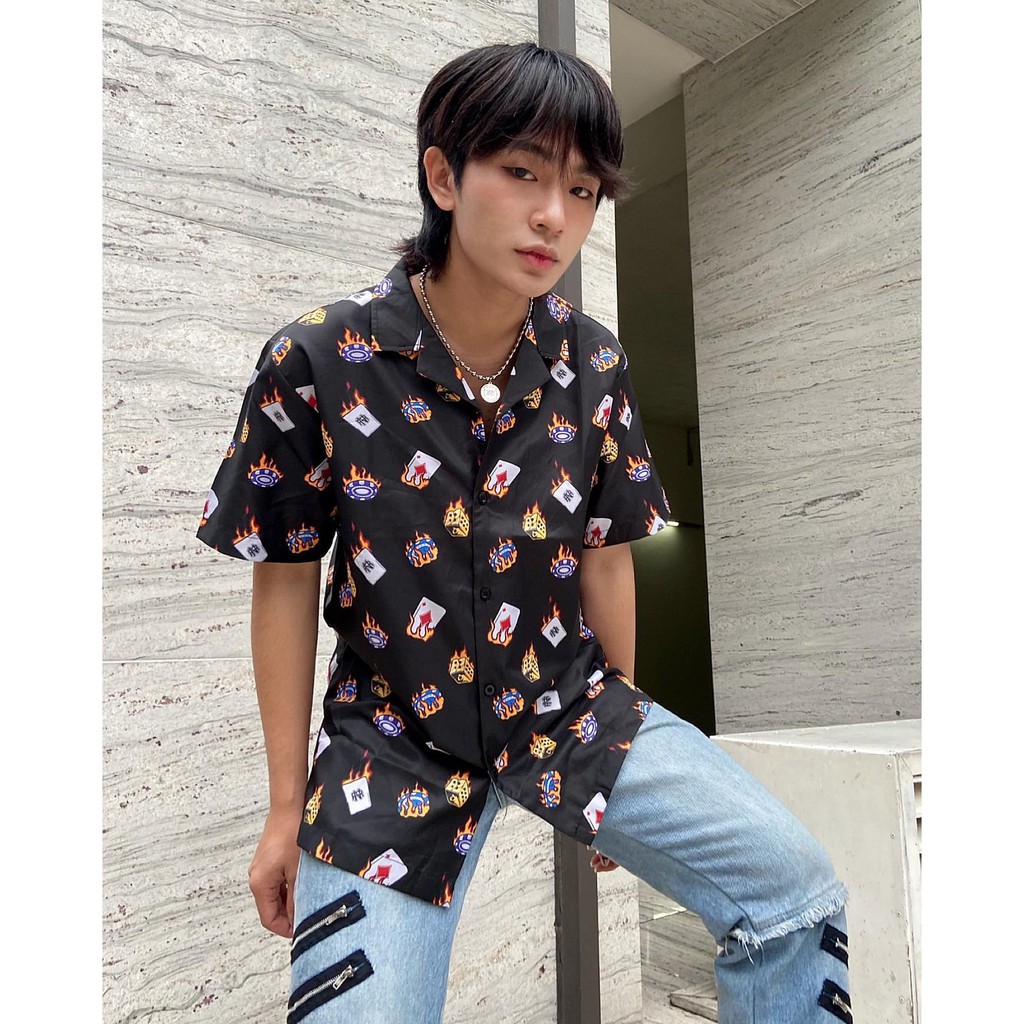 [CLIP THẬT] Áo sơ mi tay ngắn họa tiết JACKBOT mende tay lỡ, FORM UNISEX | BigBuy360 - bigbuy360.vn
