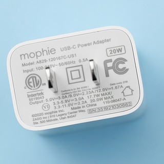 Adapter Sạc Type C PD 20W Mophie Trắng