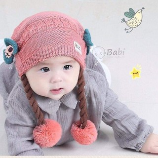 Bộ mũ len và khăn quàng cổ cho bé 2 lớp có lót nỉ siêu ấm