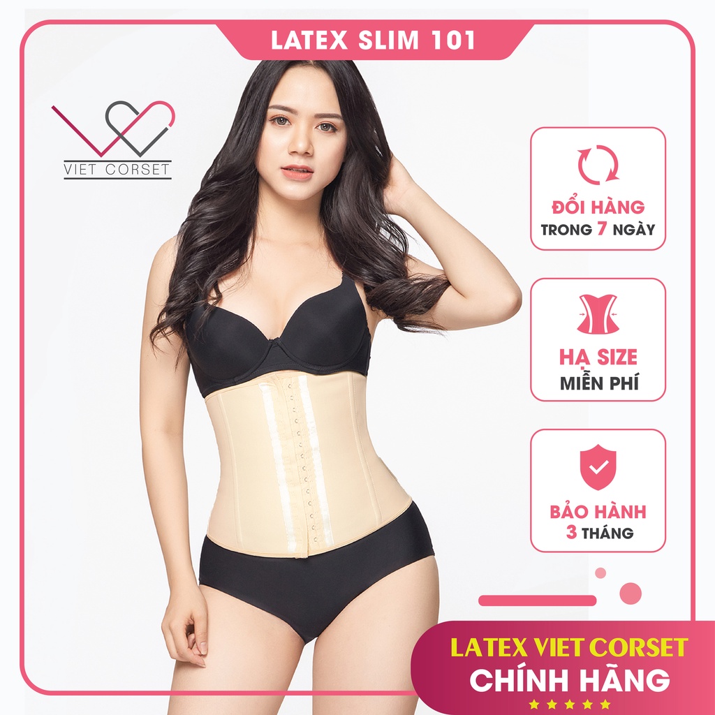 Đai Nịt Bụng Latex giảm eo sau sinh Latex Slim 101 Vietcorset chính hãng - Latex 4 Xương - Hạ size miễn phí