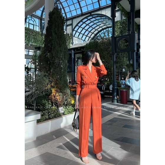 Set áo vest blazer cúc + quần suông