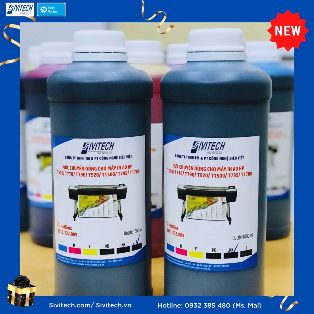 Mực in 1L máy in A0 - Hp T1100, T790, T795, T1708...