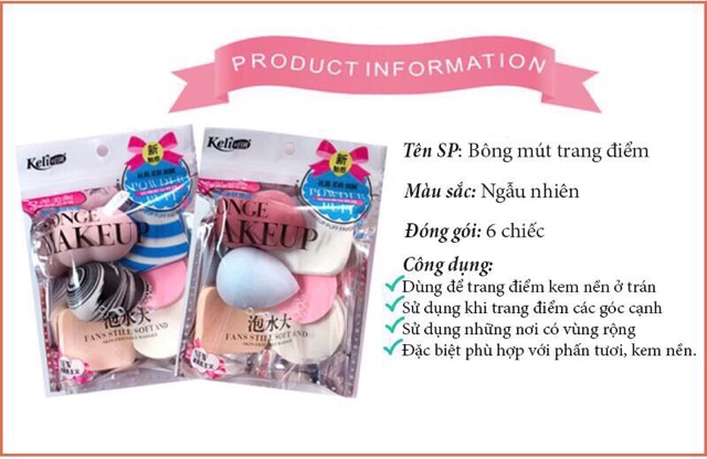 Set mút trang điểm keli