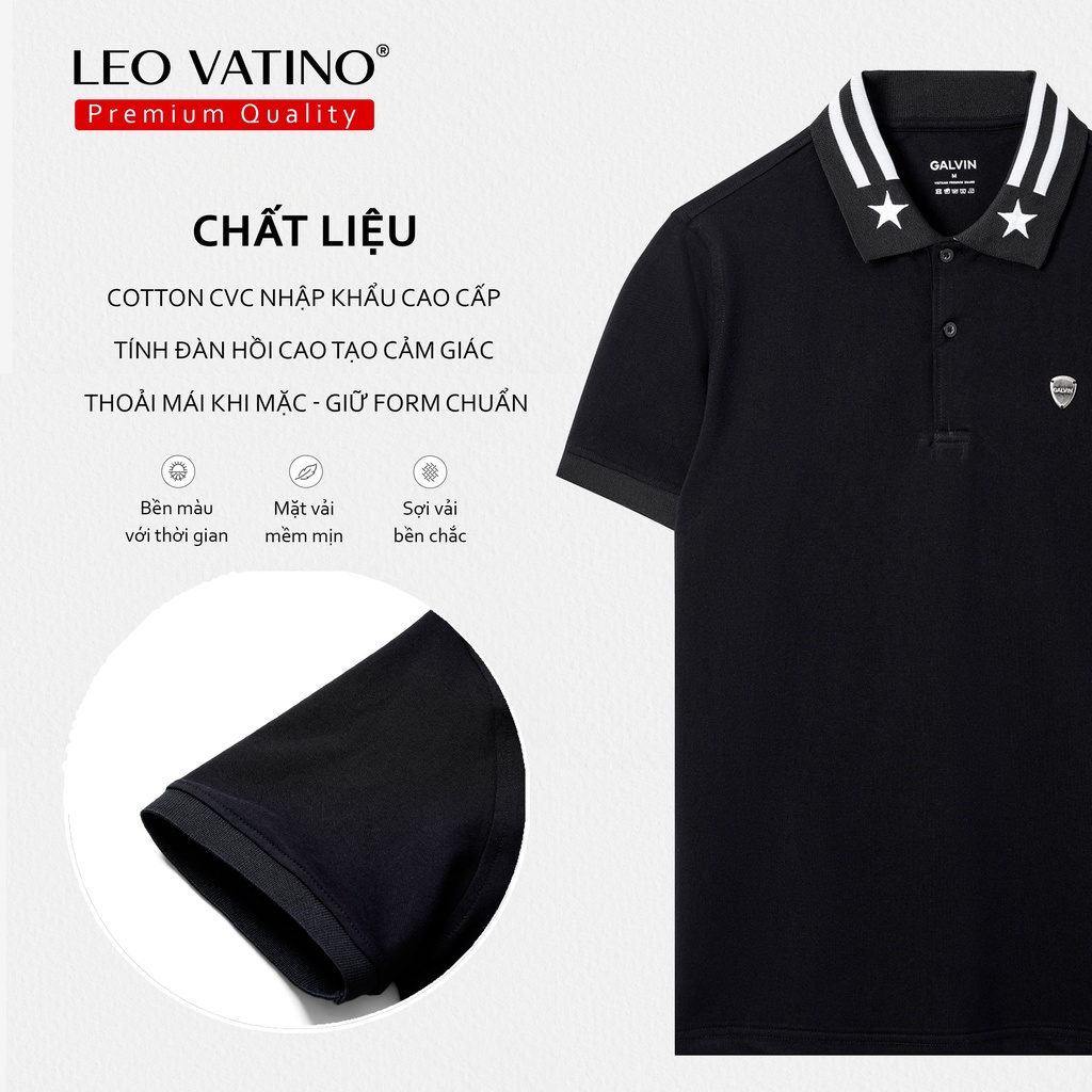 Áo polo nam Galvin Premium cotton cao cấp 95% cổ thêu Ngôi sao gắn tag Hợp kim Aluminum PLGVPR03 - Leo Vatino