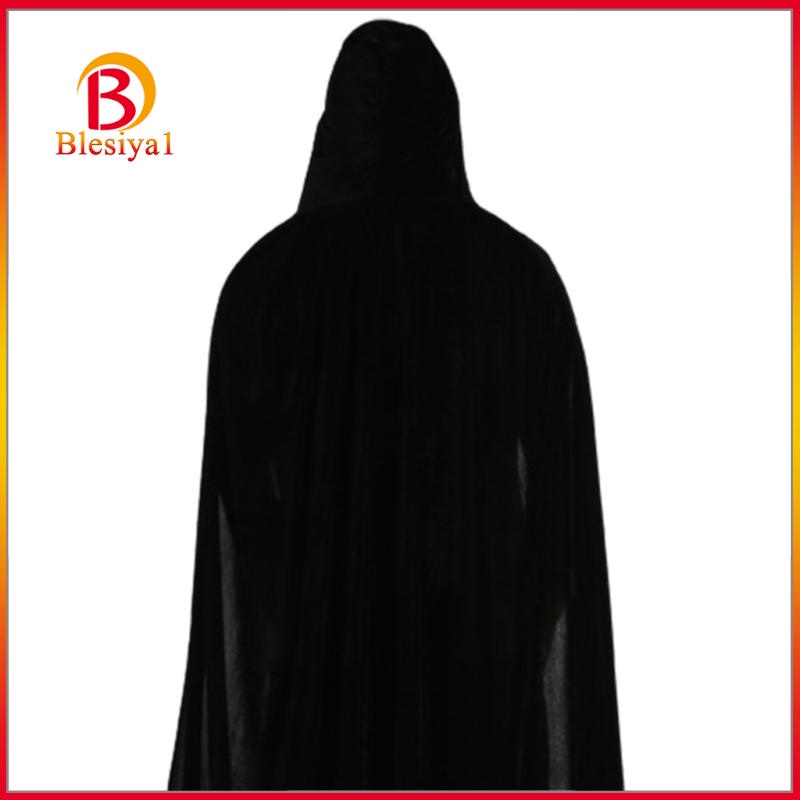 Áo choàng nhung đen dáng dài 150cm có mũ trùm dùng để hóa trang Halloween | BigBuy360 - bigbuy360.vn