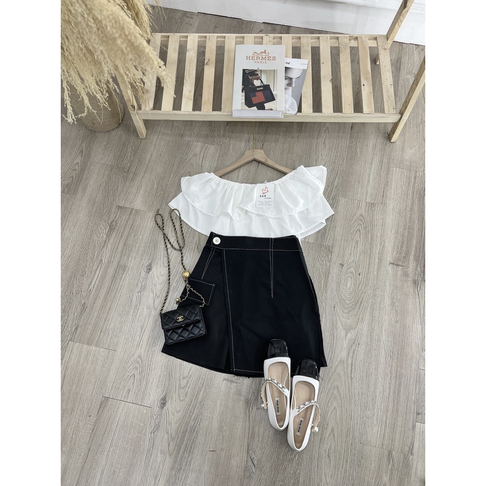 Set Trễ Vai Bèo Tầng Mix Quần Sooc | BigBuy360 - bigbuy360.vn