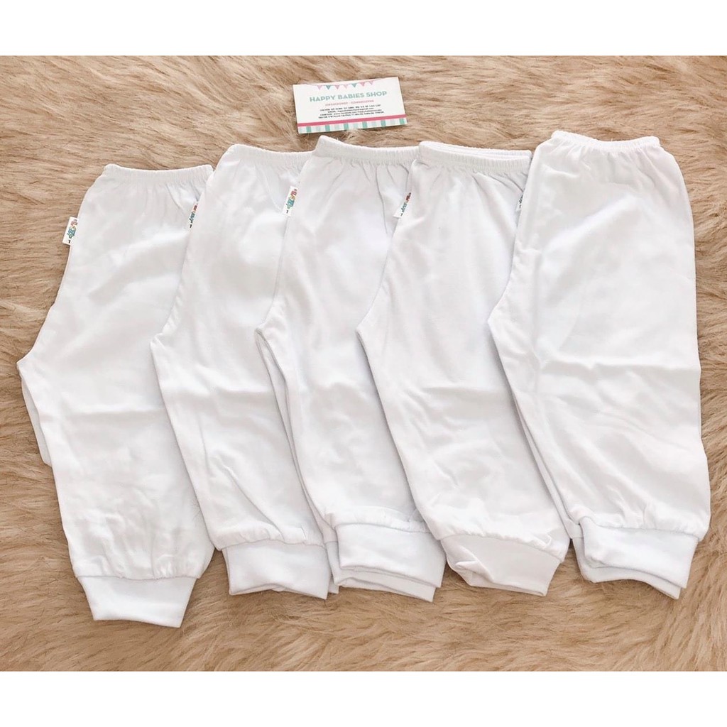 [Chất đẹp] Combo 5 Quần Dài Trắng Bo Cotton Hiệu Fany Cho Bé 0-10 tuổi Size 1-15