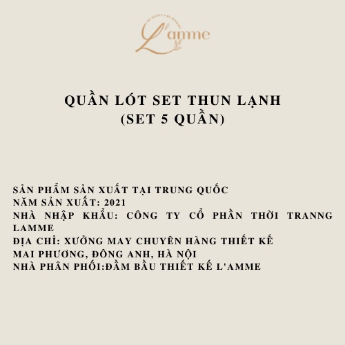 Quần lót Set 5 quần thun lạnh chất thun cotton lạnh mặc nhẹ mát, cạp chéo ren mềm không hằng by LAMME
