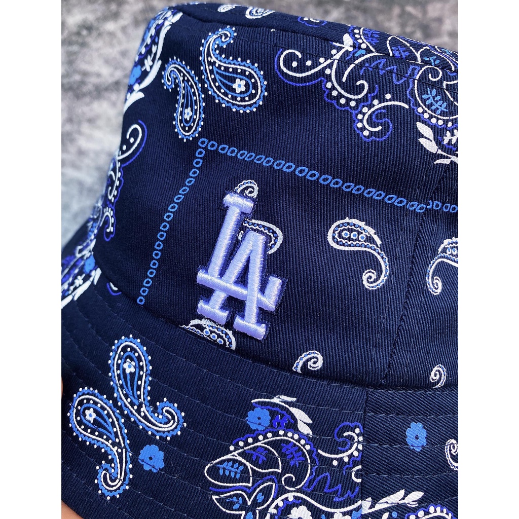 Nón Vành Thời Trang MLB Paisley Bucket Hat Navy &amp; Sky Blue N40