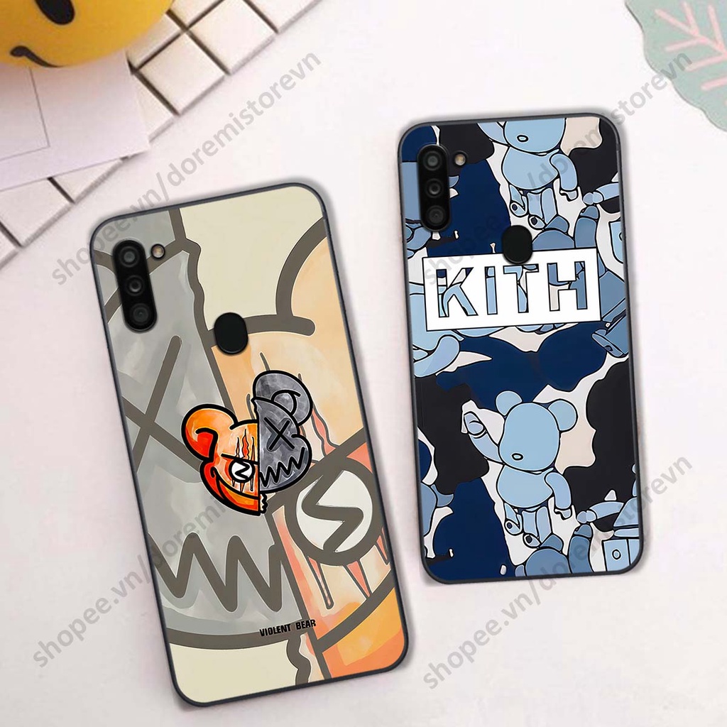 Ốp lưng Samsung A11 / M11 hình kaws, kith, bear brick nổi 3D phong cách độc đáo