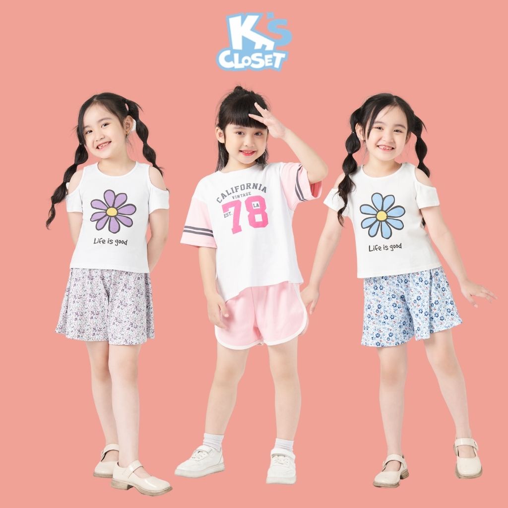 Bộ quần áo trẻ em K'S CLOSET chất liệu thoáng mát thấm hút mồ hôi E018TWS / E029TWS TMĐT