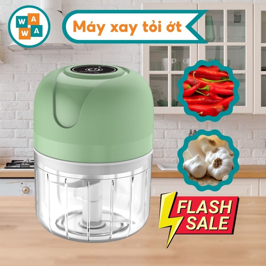 Máy Xay Thịt Cầm Tay Mini Sạc Điện 250ml – Máy Xay Tỏi Ớt, Củ Quả Đa Năng, Có Cổng Sạc Usb - Wawa mx101