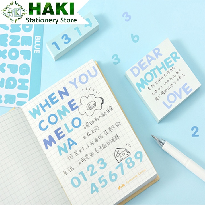 Sticker cute chữ số HAKI, hình dán cute 2 tấm sticker trang trí sổ đáng yêu dễ thương giá rẻ ST28