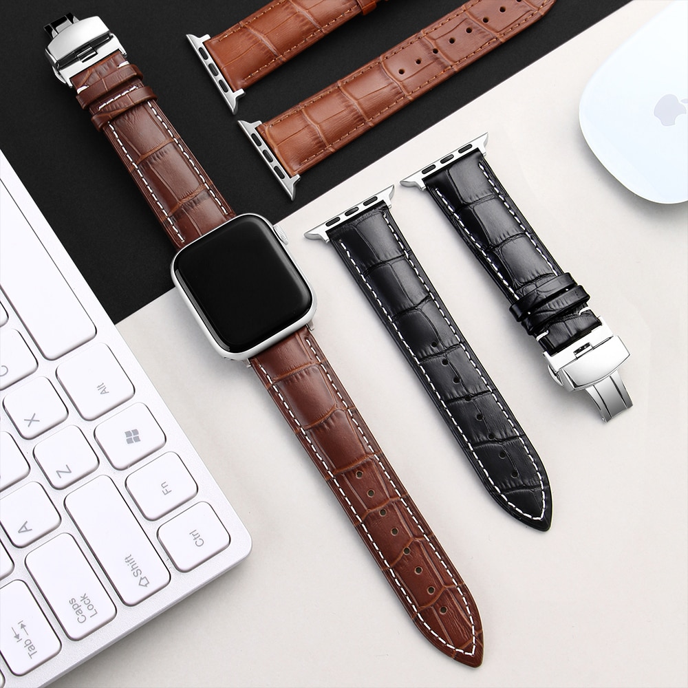 Dây đeo bằng da thật thích hợp cho đồng hồ Apple Watch Series 5/ 4/ 3/ 2 (38Mm/ 42mm)/ Iwatch 40mm/ 44mm