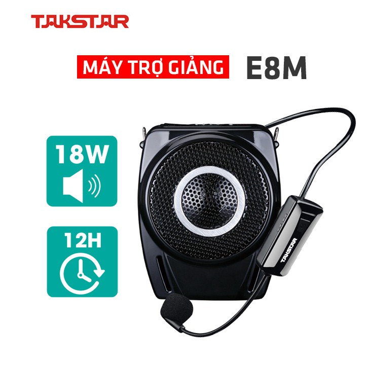 (FREESHIP)TẶNG CÁP IPHONE Máy trợ giảng TAKSTAR E8M, Công suất lớn, BẢO HÀNH 12 THÁNG