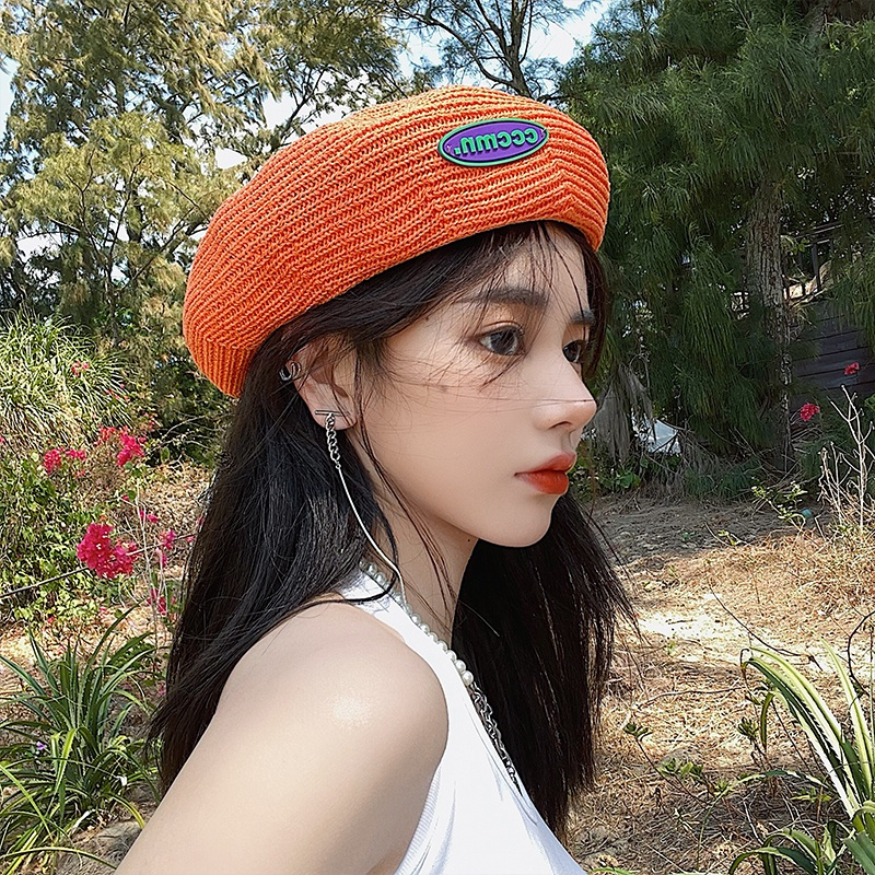 Nón Beret Họa Tiết Chữ Dễ Thương Cho Nữ