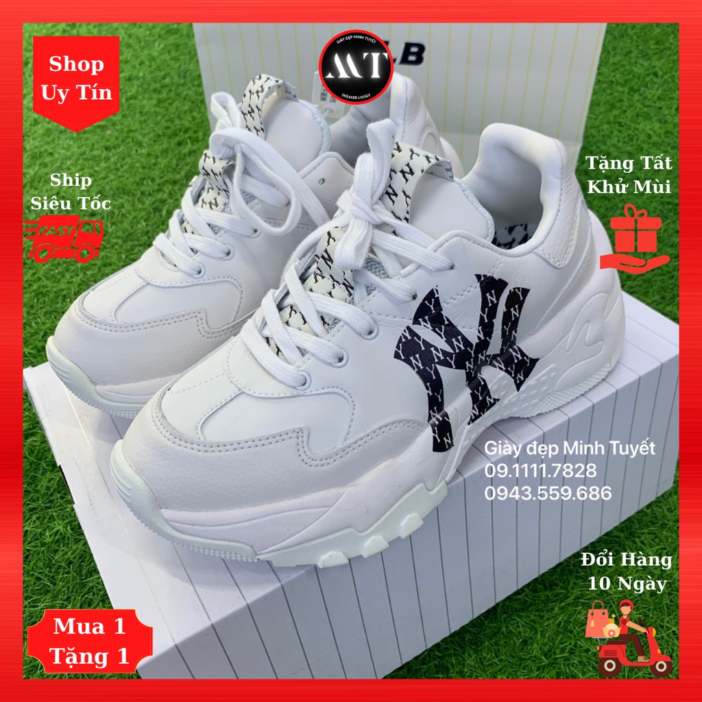 Giày M-L-B Mono Trắng NY sneaker tăng chiều cao nam nữ đẹp cao cấp giá rẻ, giày thể thao hot trend, Shop uy tín ở Hà Nội