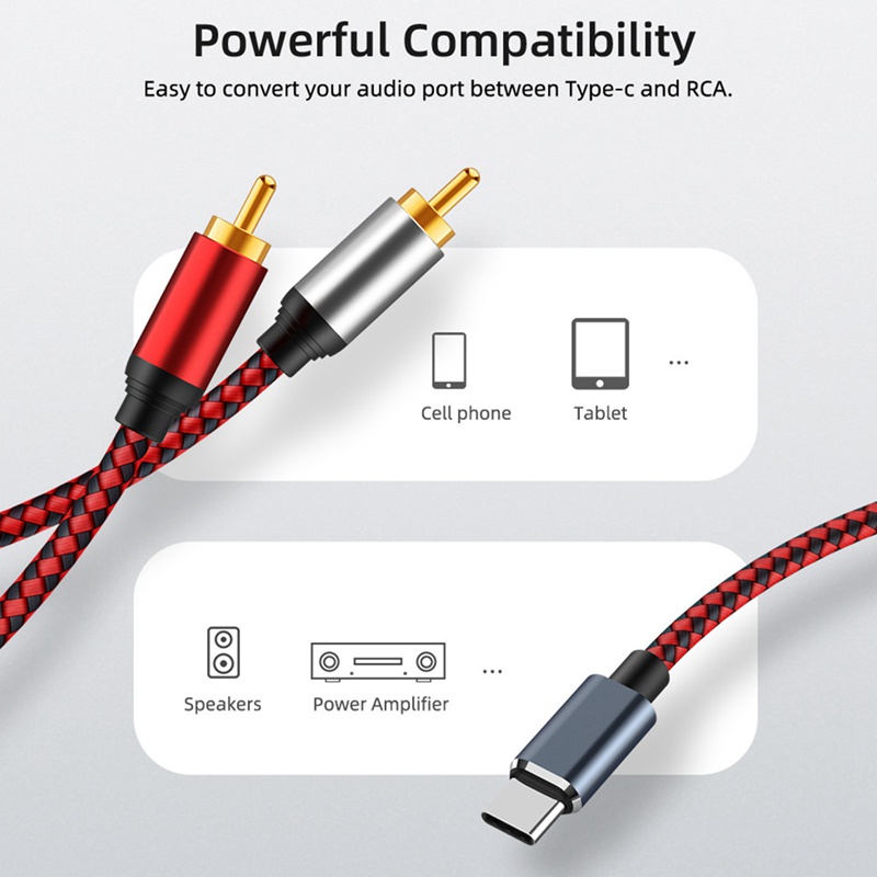 Cáp ChuyểN ĐổI Âm Thanh USB C Sang 2 RCA Sang 2 RCA Cho Loa Xiaomi Huawei MáY TíNh BảNg / TV