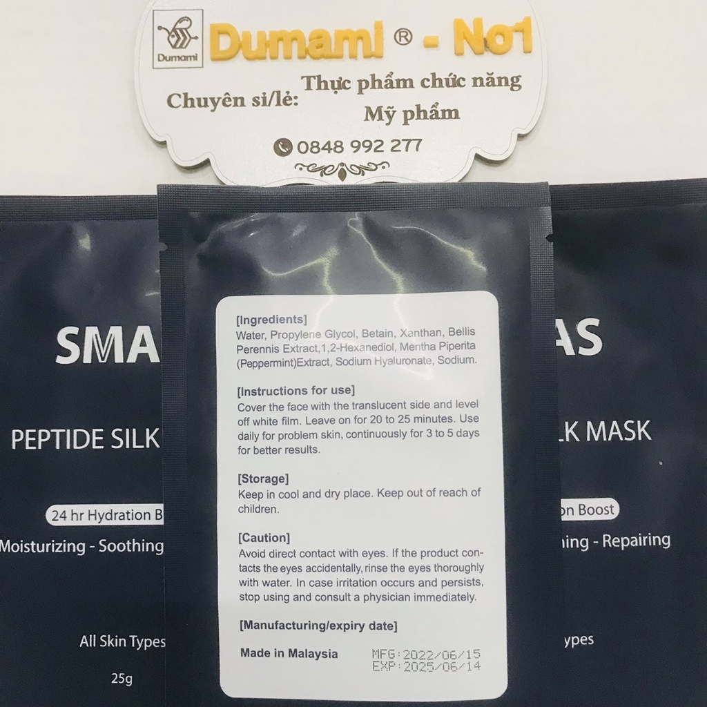 Mặt nạ Smas peptide silk mask  phục hồi cấp ẩm cao cấp