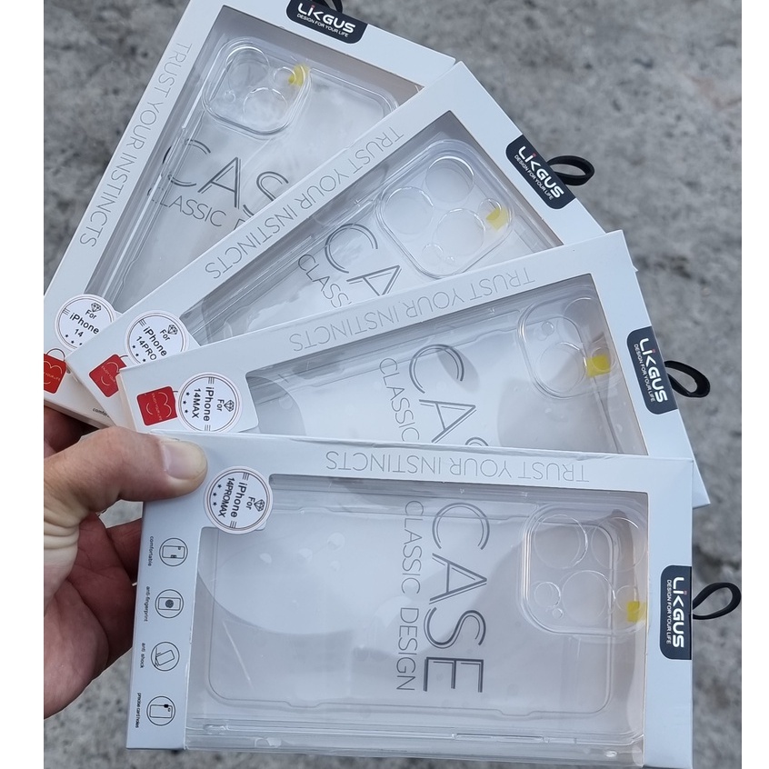 Ốp lưng Likgus trong suốt bảo vệ camera iPhone 14, 14 Pro, 14 Plus, 14 Pro Max chống sốc không ố màu