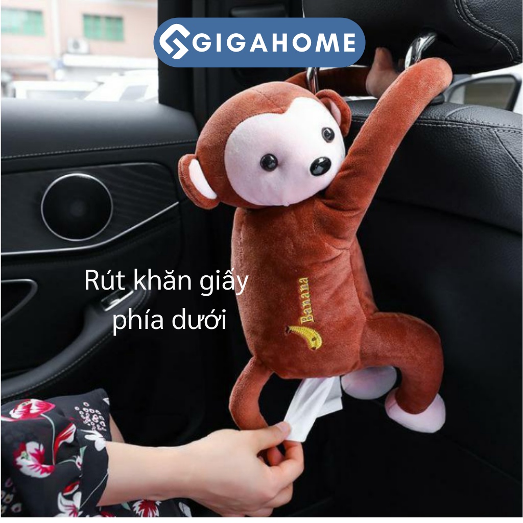 Hộp Đựng Khăn Giấy Rút Treo Vai Ghế Ô Tô Hình Chú Khỉ Ngộ Nghĩnh GIGAHOME 8364